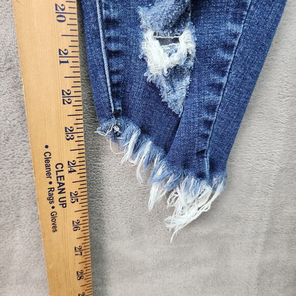 Kancan Denim Jeans Womens 9/28 Blue Stretchy Cotton Distressed Zip Fly Casual - Picture 9 of 12
